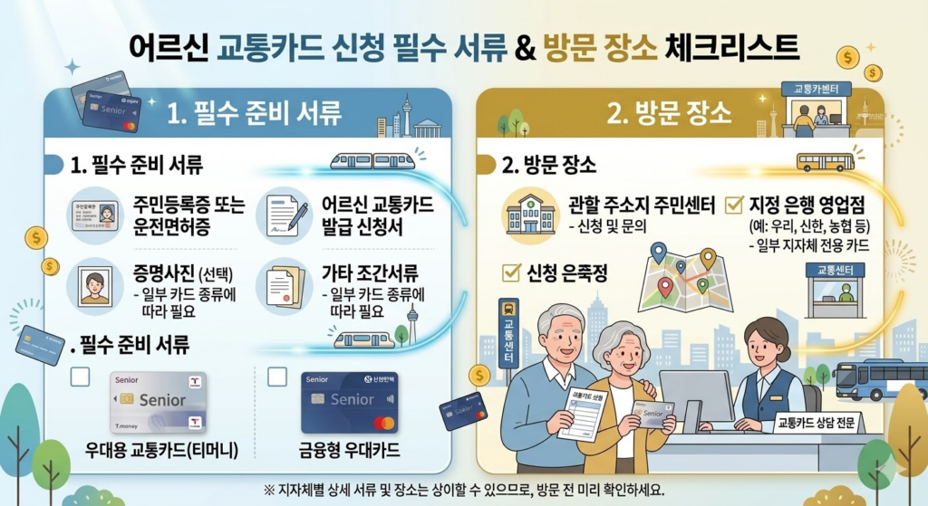 신청 시 필수 준비 서류 및 방문 장소 체크리스트 이미지