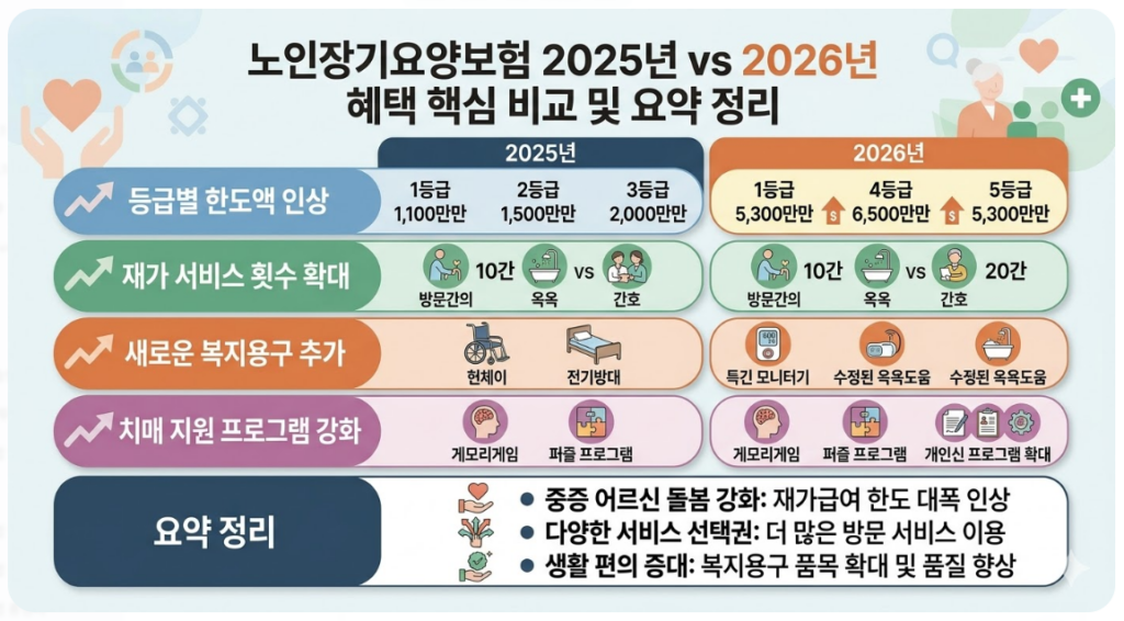 2025년 대비 2026년 인상된 혜택 요약 정리 이미지