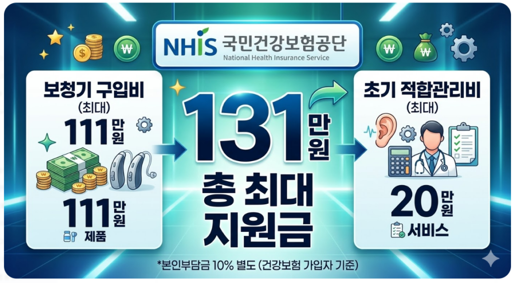 건강보험공단 로고와 함께 지원금액 131만 원을 시각화한 요약 이미지
