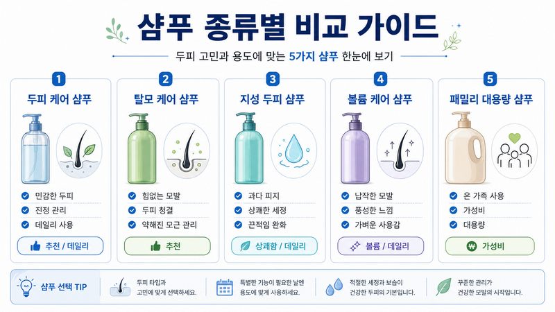 PX 샴푸 5종 비교 인포그래픽