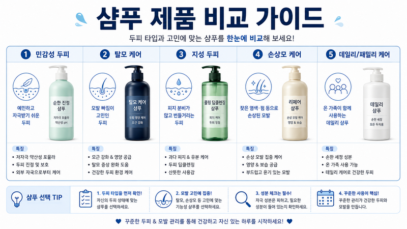 PX 샴푸 BEST 5 두피 타입별 비교표