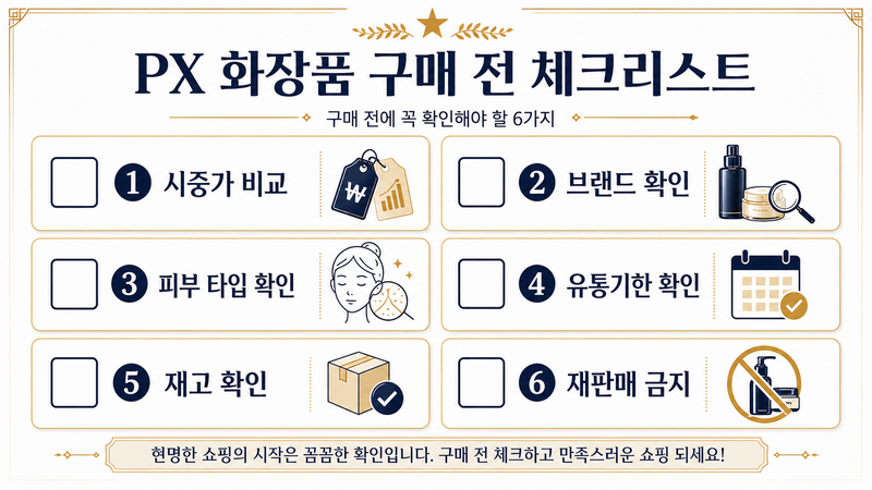 PX 화장품 구매 전 체크리스트 인포그래픽