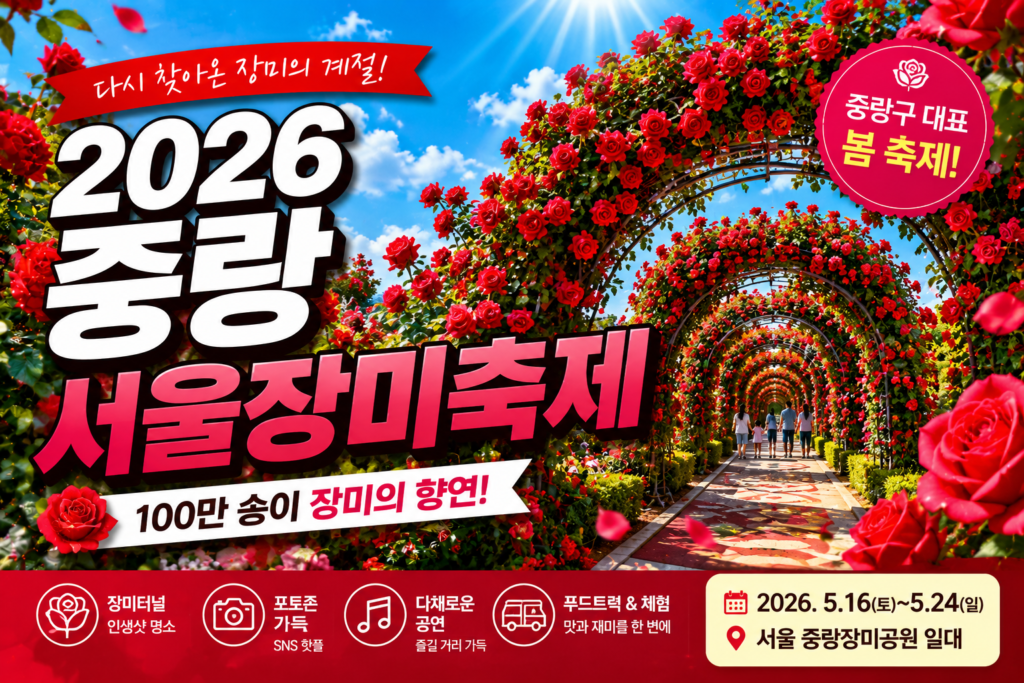 2026 중랑 서울장미축제 완벽 가이드 일정 주차 명당 및 200% 즐기기 꿀팁 썸네일