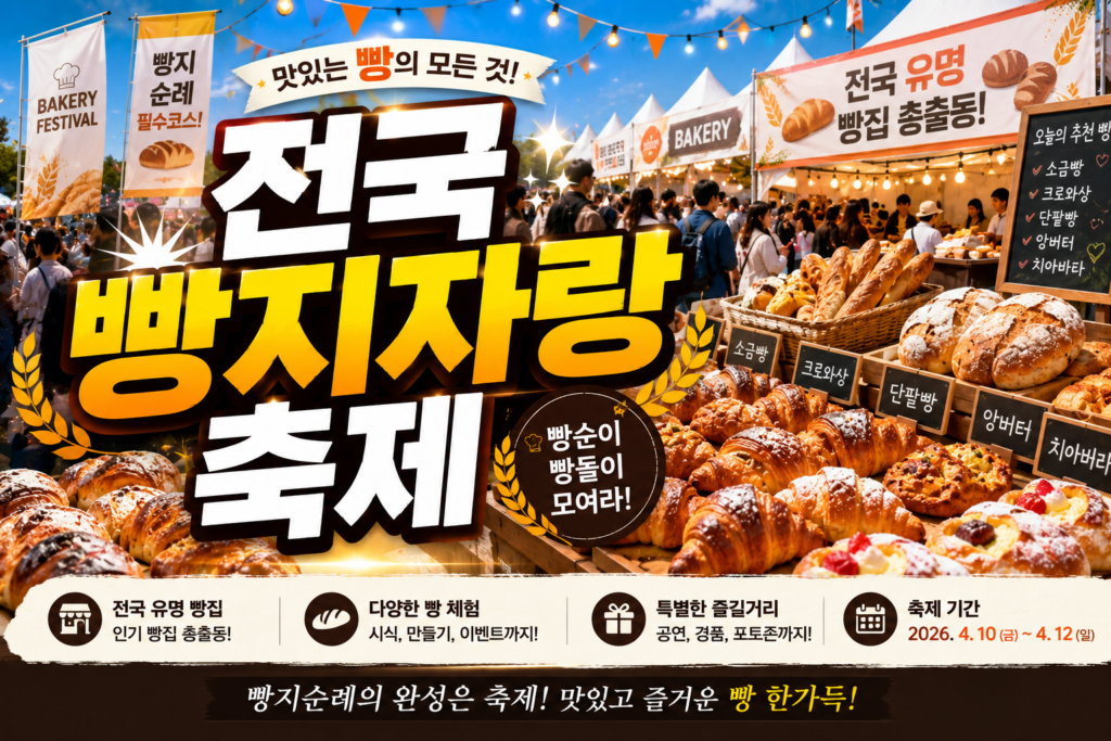 2026 전국빵지자랑 축제 일정 라인업 및 주차 꿀팁 완벽 가이드 썸네일