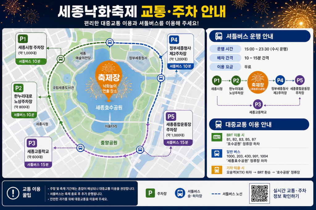 축제장 주변 주차장 및 대중교통 이용 안내 지도 컨셉 이미지