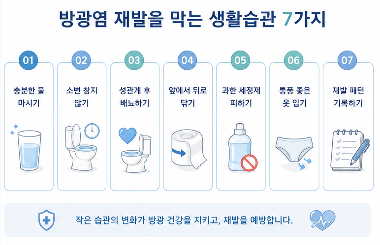 물 마시기 소변 참지 않기 위생 관리 등 방광염 재발을 막는 생활습관 7가지 체크리스트