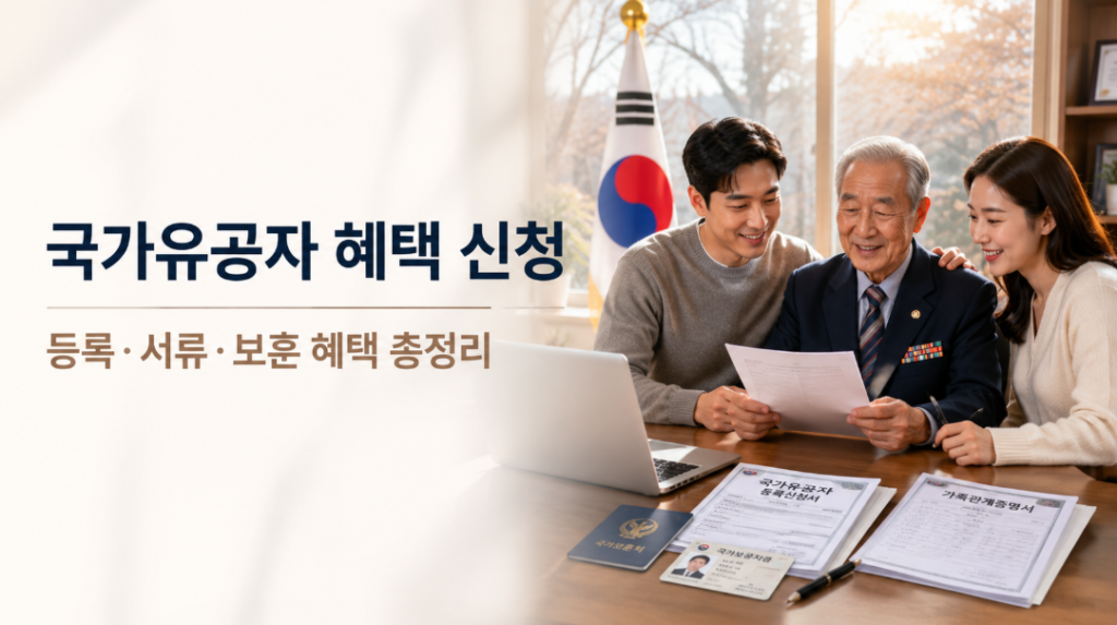 국가유공자 혜택 신청과 등록 서류 보훈 지원 정보를 안내하는 블로그 썸네일 이미지