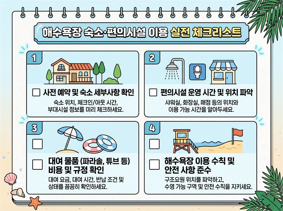 해수욕장 숙소,편의시설 이용 실정 체크리스트